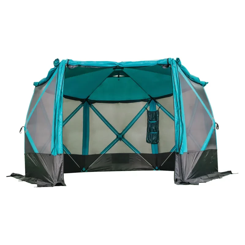 Шатер СЛЕДОПЫТ быстросборный, 6 стен, 3,35х3,85 м, h-2,25 м, S по полу 9,3 кв.м цвет Waterfall