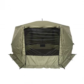 Шатер СЛЕДОПЫТ быстросборный, 6 стен, 3,35х3,85 м, h-2,25 м, S по полу 9,3 кв.м ОЛИВА