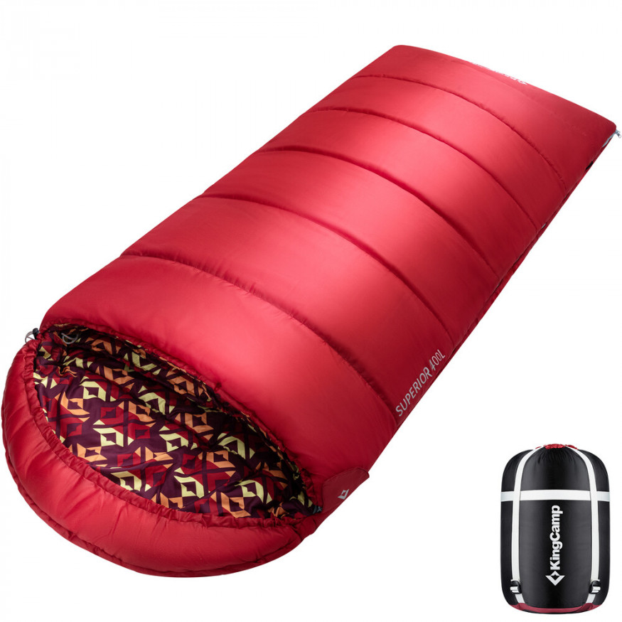 Спальный мешок Superior 400L -18, красный, правый King Camp