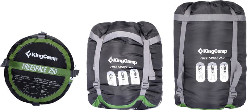 Cпальный мешок Free Space 250, черный, King Camp