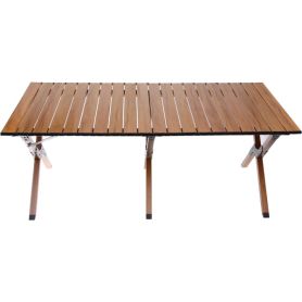 Стол кемпинговый складной, 114*59*43 см, цвет: светлое дерево, каркас алюминий