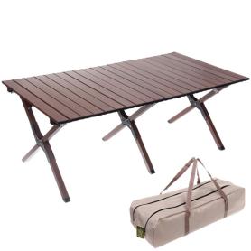 Стол кемпинговый складной, 114*59*43 см, цвет: темное дерево, каркас алюминий