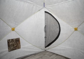 Палатка зимняя КУБ 4 камуфляж (трехслойная), с навесом, швы проклеены