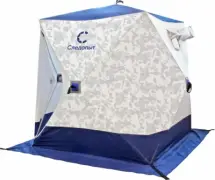 Палатка КУБ 3 (однослойная), 1,8x1,8 м, PU 1000, синий-белый с принтом